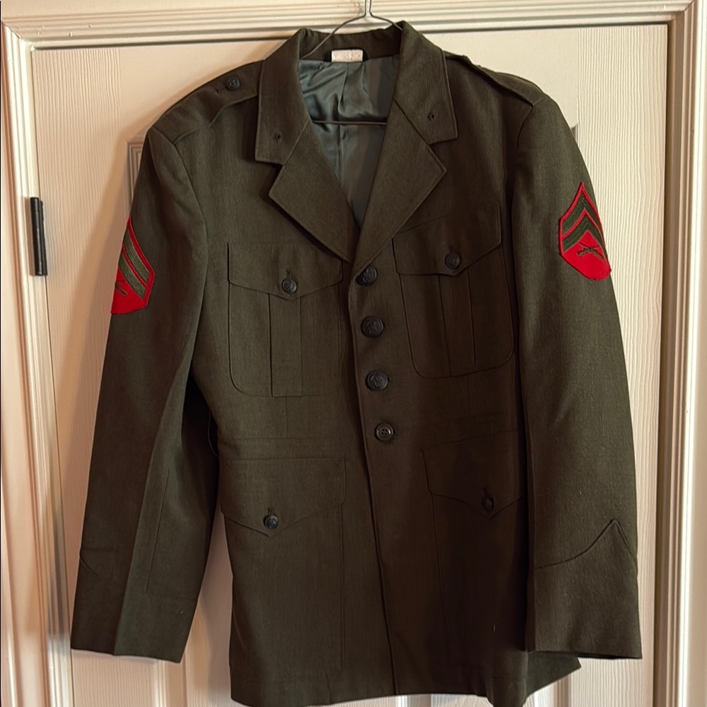 Vintage Men's Olive Green Military Jacket